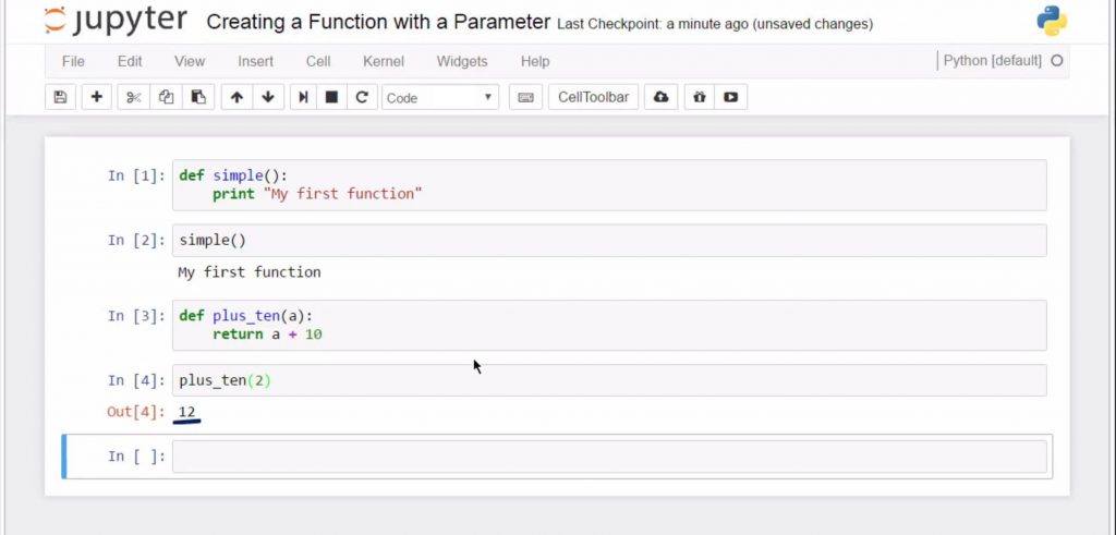 Creating a Python Function with a Parameter: calling + 10 with an argument 2 specified in parentheses