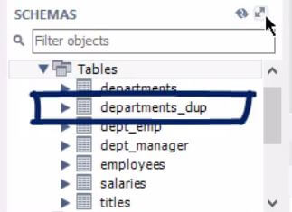 departments_dup table has been added to the list