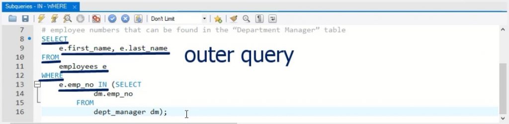 outer query