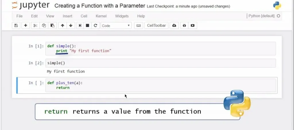 Creating a Python Function with a Parameter: returning a value from the function