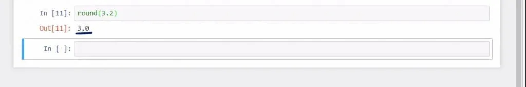 Built-In Python Functions: round function. If the number of digits is not indicated, it defaults to zero. 3.2 is rounded down to 3.0.