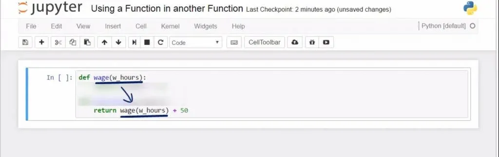 Using a Function in Another Function in Python: how the first function is involved in the output of the second one, def wage w hours return wage w hours