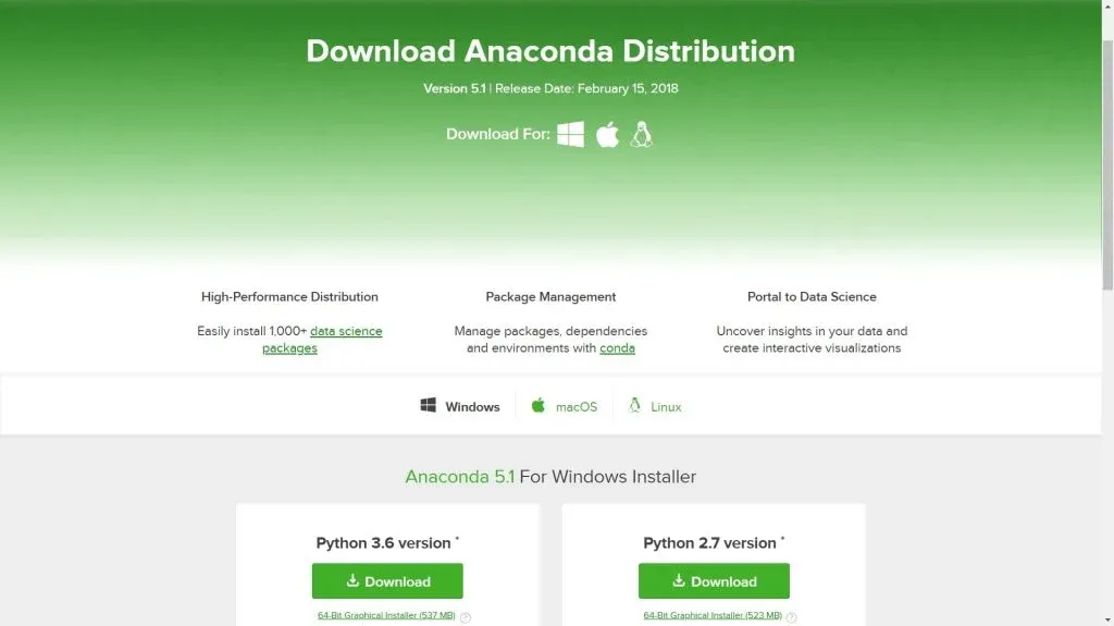 Example of Installing Python and Jupyter in Anaconda: downloading Python