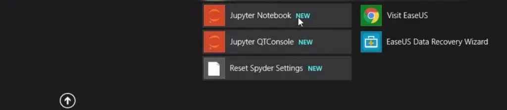 Jupyter notebook on start menu