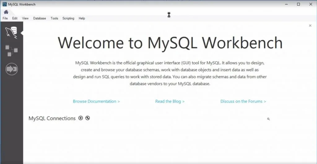 MySQL workbench interface