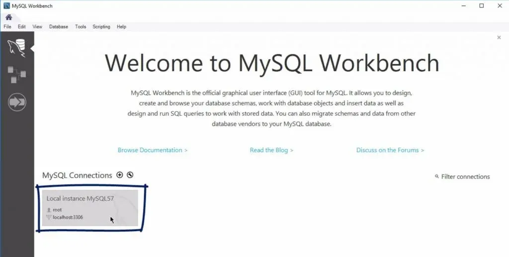 Local instance Mysql57