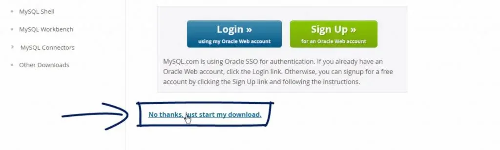 no thanks, just start my download, installing mysql