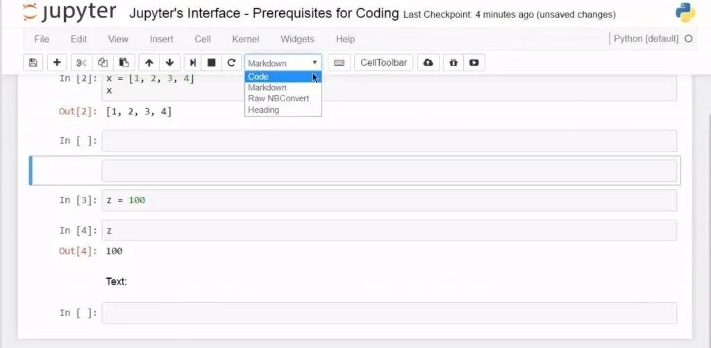 Turn markdown cell to code cell shortcut key in the Jupyter Dashboard 