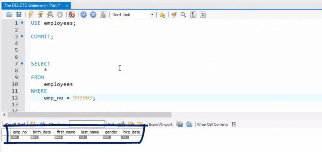 Table-with-null-sql-delete-statement