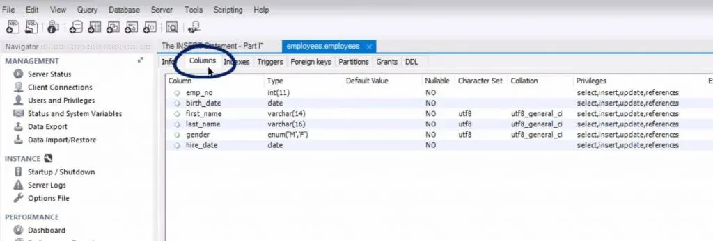 sql insert statement