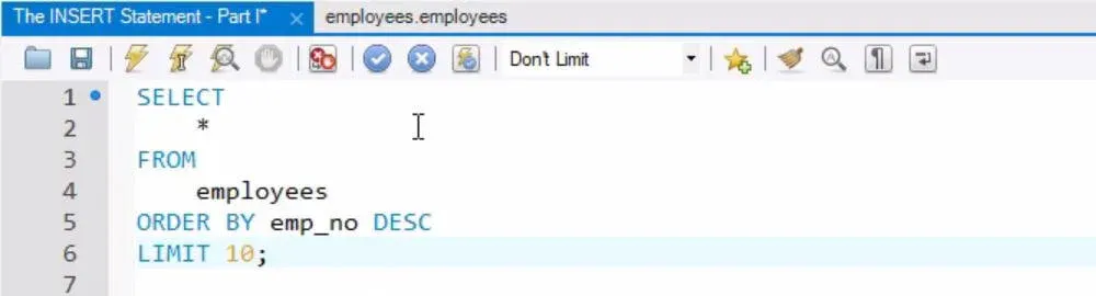 limit 10, sql insert statement