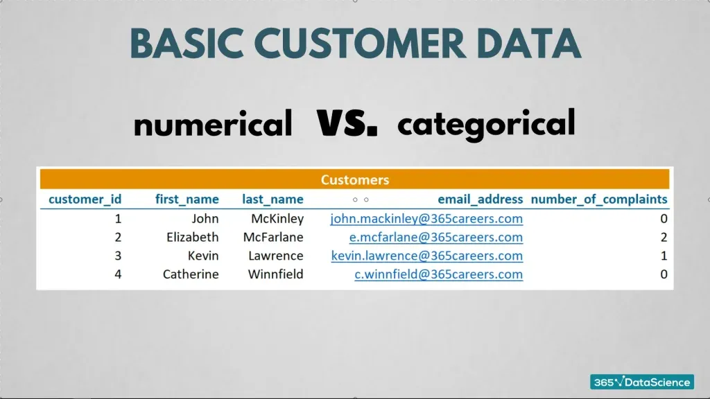 Numerical vs. categorical basic customer data