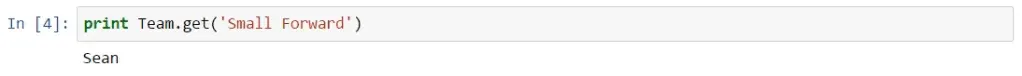 Print team 'small forward' equals 'Sean', dictionaries in python