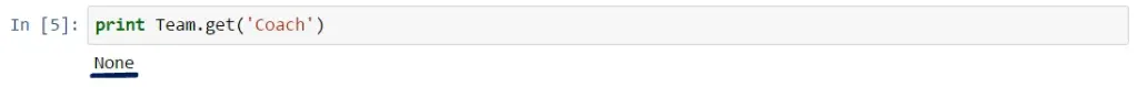 Error - print team 'coach' equals none, dictionaries in python