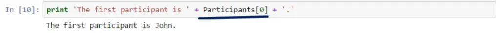 John is the first participant, list in python
