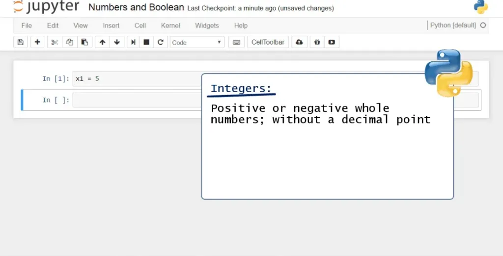 Integers: positive or negative whole numbers without decimal point, data types
