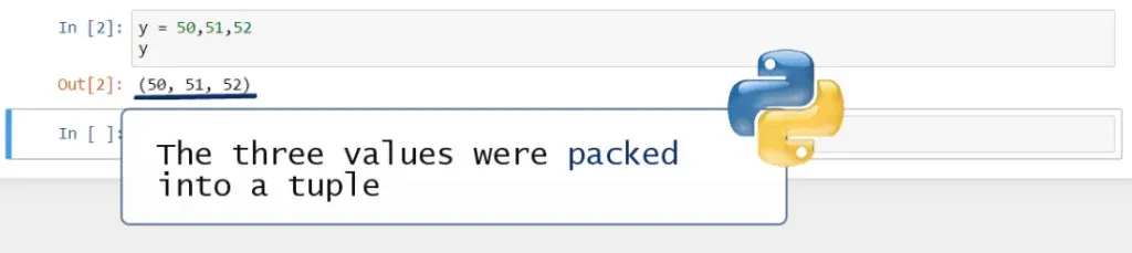 The three values were packed into a tuple, tuples in python