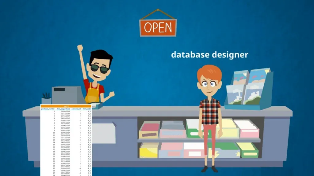 A shopkeeper needs a database designer