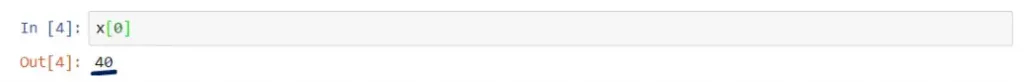 The first number is 40, tuples in python