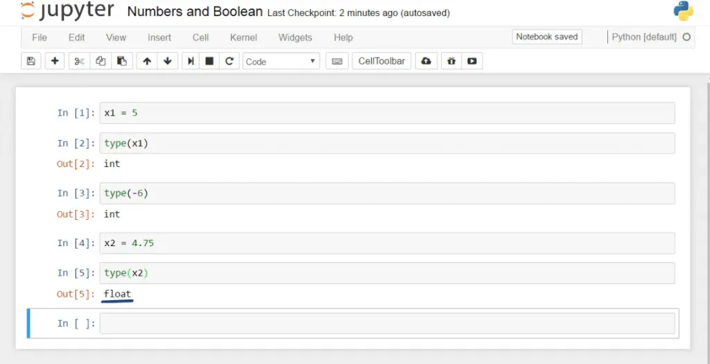 x2 = 4.75 type (x2) Float, data types