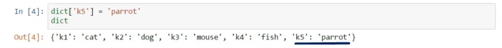 Swapping k2 from dog to squirrel, dictionaries in python