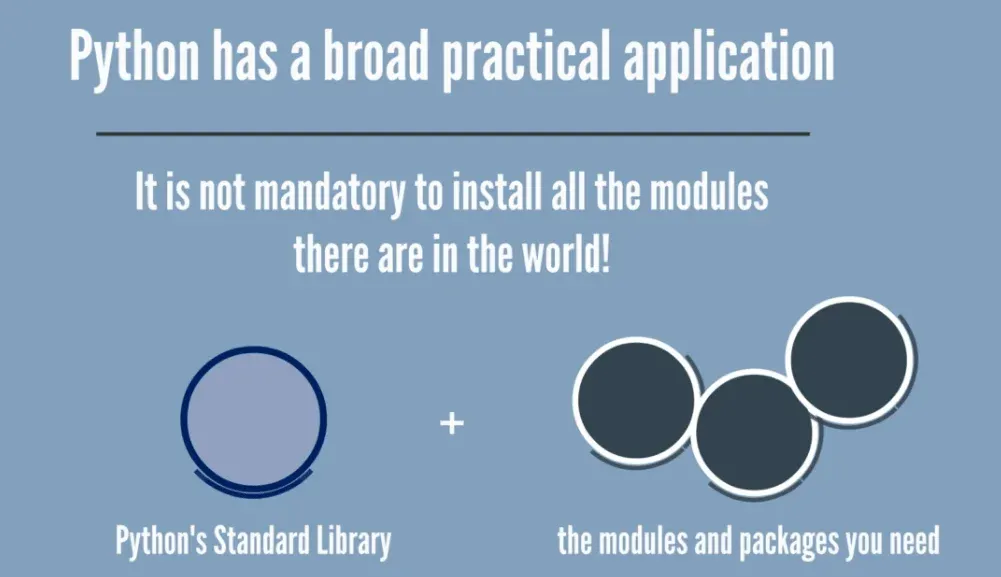 Python has a broad practical application, modules in python