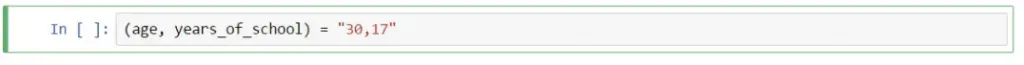 age and years of school are 30 and 17, tuples in python