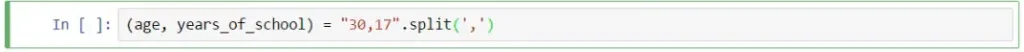 Split assigns the numbers, tuples in python