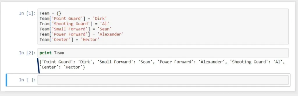 Creating a new dictionary, dictionaries in python