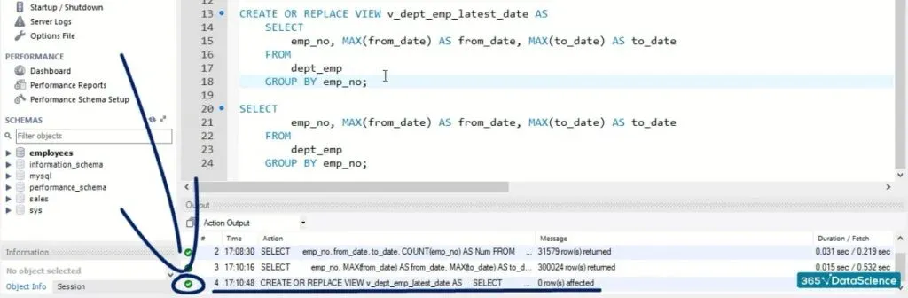 0 rows returned, sql views