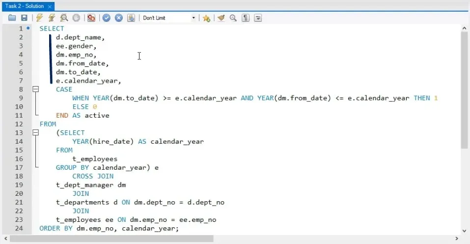 select statement, business task in sql