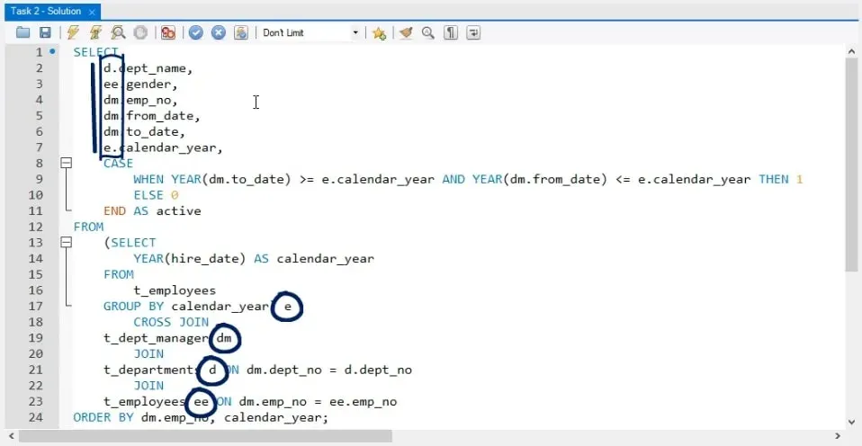 extracted column, business task in sql