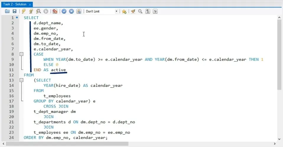 select statement, business task in sql