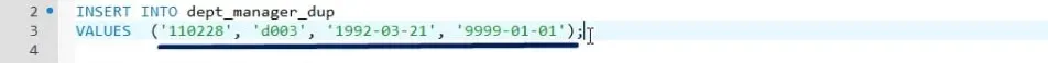 The last value is ‘9999-01-01’ because we want the contract to be with an indefinite end, duplicate records in sql