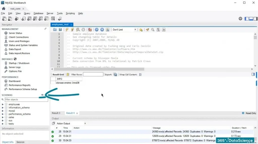 schemas, set up a database in sql