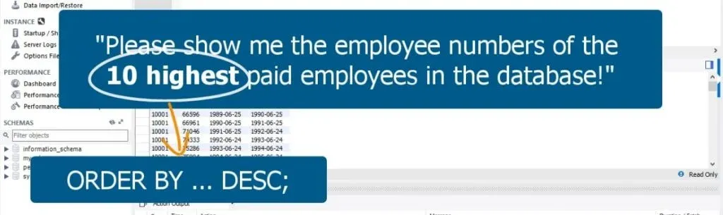 10 highest paid employees, limit statement in sql