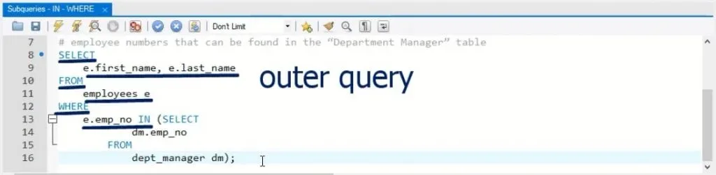 outer query