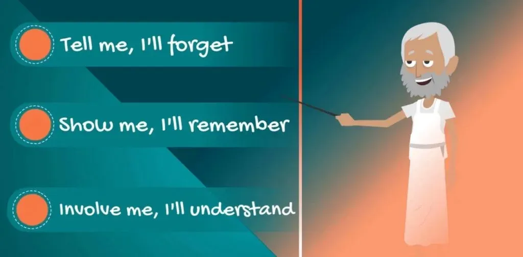 “Tell me, I’ll forget. Show me, I’ll remember. Involve me, I’ll understand.” 