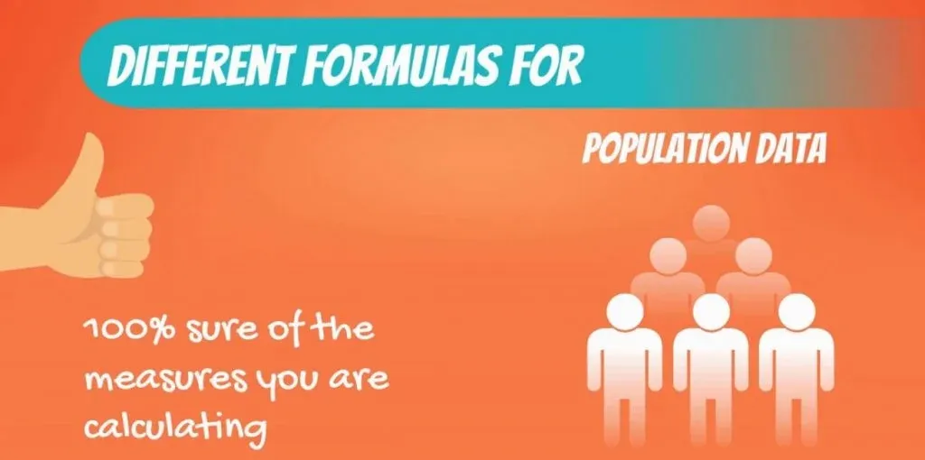 different formulas for population data-variability, coefficient of variation