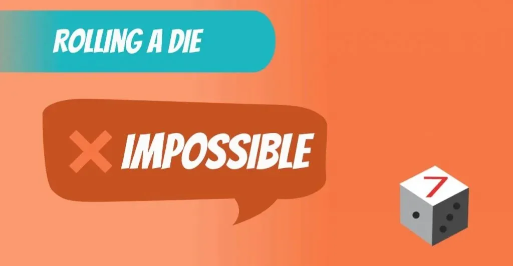 Discrete Uniform DIstribution example: getting a 7 is impossible when rolling a die