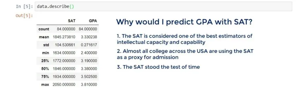 Why would I predict GPA with SAT, linear regression