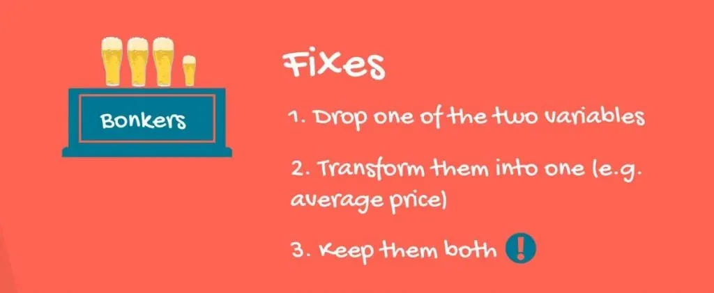 Example of three types of fixes to multicollinearity