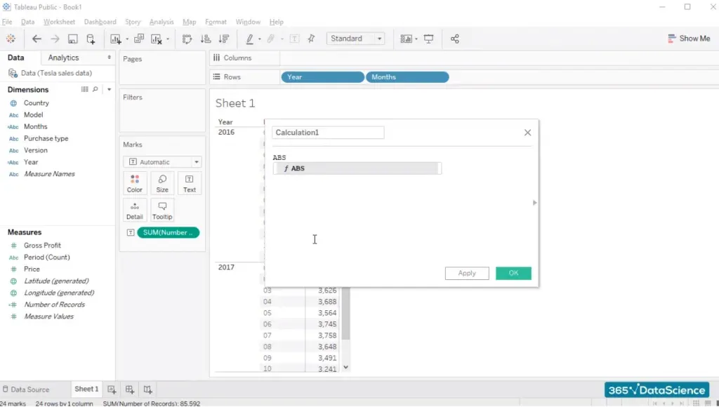 create a calculated field, custom fields in tableau