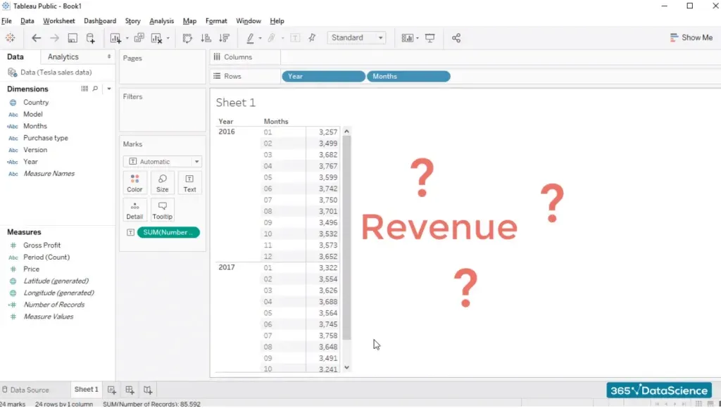 revenue, custom fields in tableau