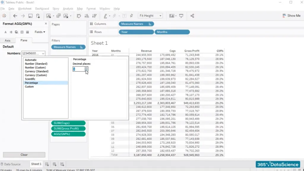 Format in Tableau