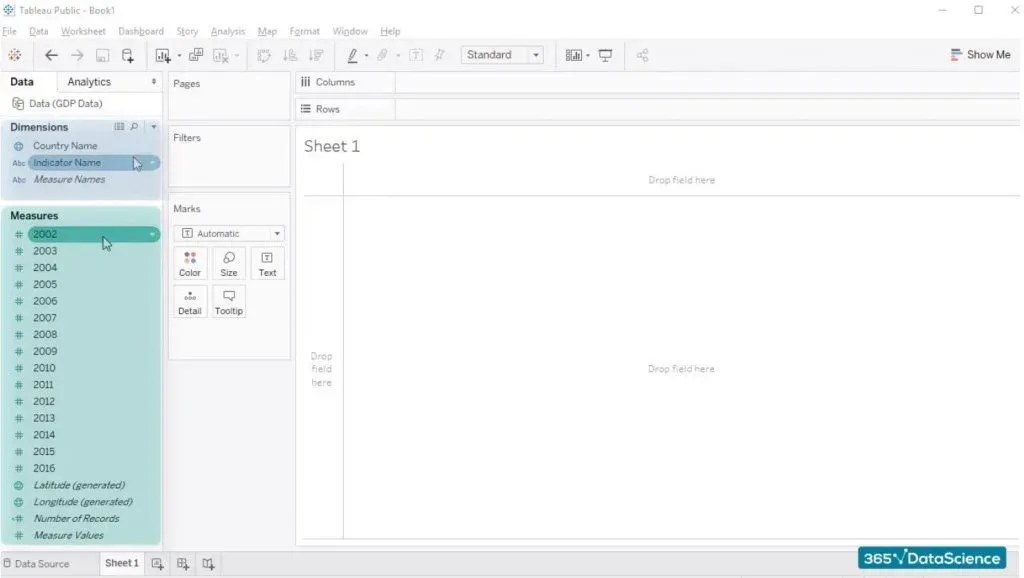 tableau-dimensions and measures 