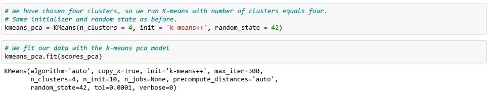 Running K-means with four clusters.