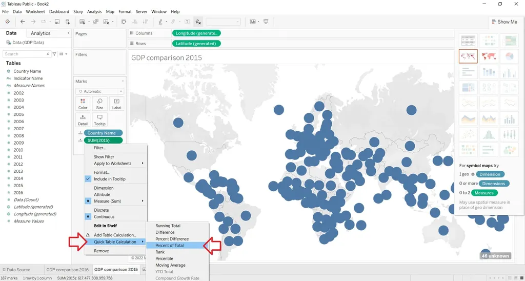 calculating percent of total in tableau public