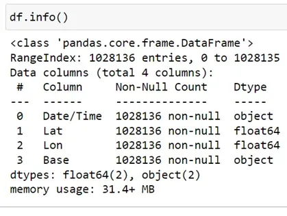 Determining data types in Python with df.info