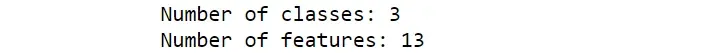 Number of classes and number of features in the dataset